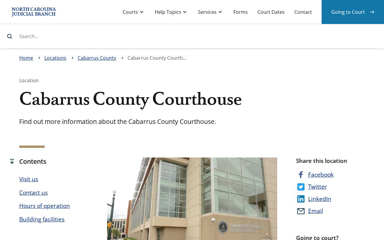 Cabarrus County court docket courthouse in Concord