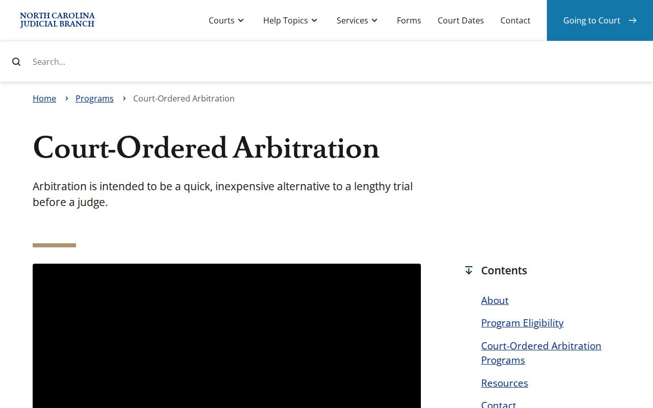 Cabarrus County civil court docket court-ordered arbitration information
