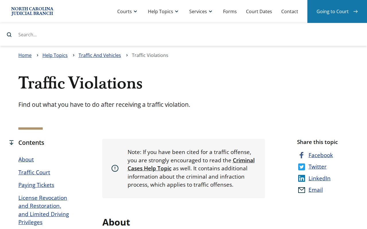 Cabarrus County traffic court citation and appearance guidance