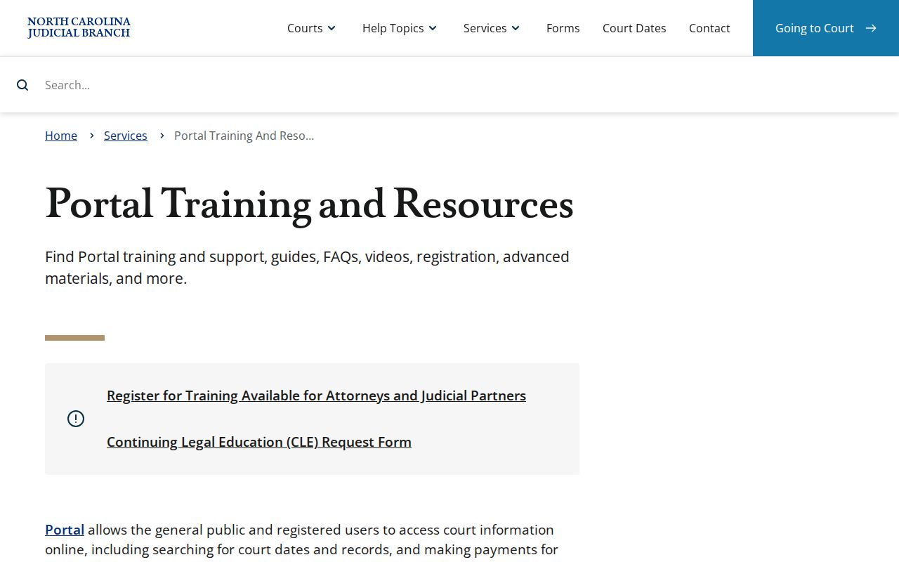 Cabarrus County criminal court docket Portal training resources